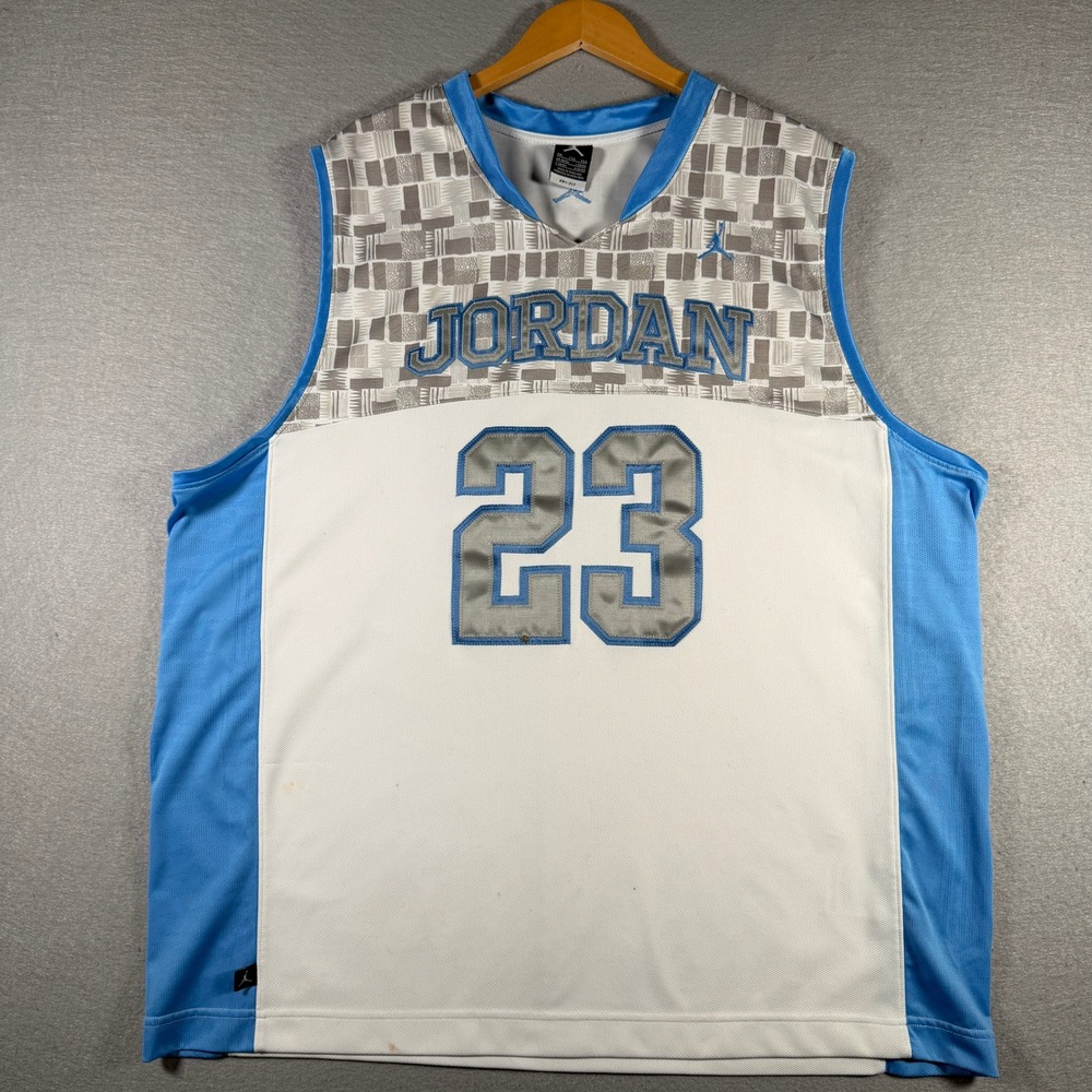 Jordan Mens XXL Blue White 23 Basketball Jersey Dri-FIT Sleeveless Mesh Top